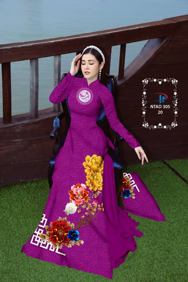 Vải Áo Dài Hoa In 3D mới ra AD NTAD 305 57 Vải Áo Dài Hoa In 3D mới ra AD NTAD 305