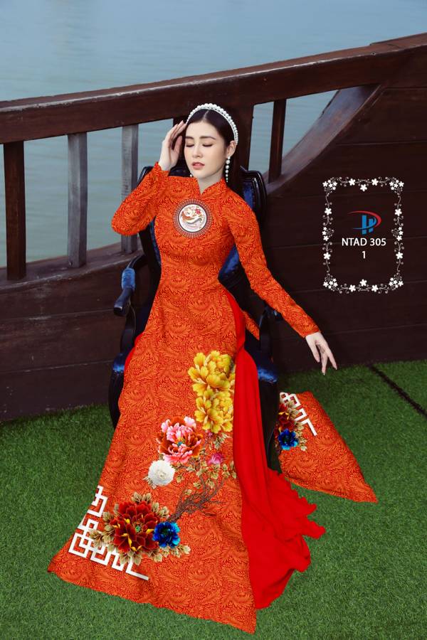 Vải Áo Dài Hoa In 3D mới ra AD NTAD 305 56 Vải Áo Dài Hoa In 3D mới ra AD NTAD 305