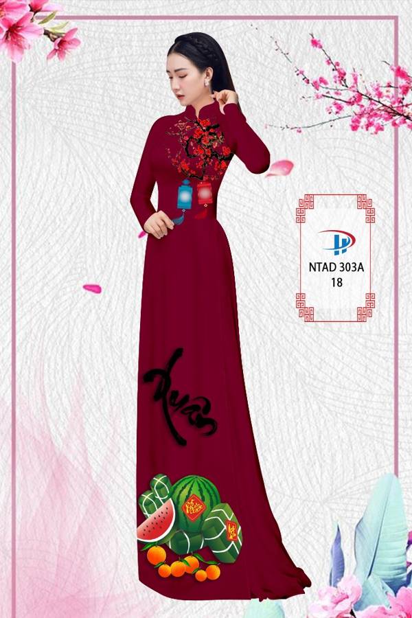Vải Áo Dài Tết Bánh Chưng thiết kế 2021 AD NTAD 303A 73 Vải Áo Dài Tết Bánh Chưng thiết kế 2021 AD NTAD 303A
