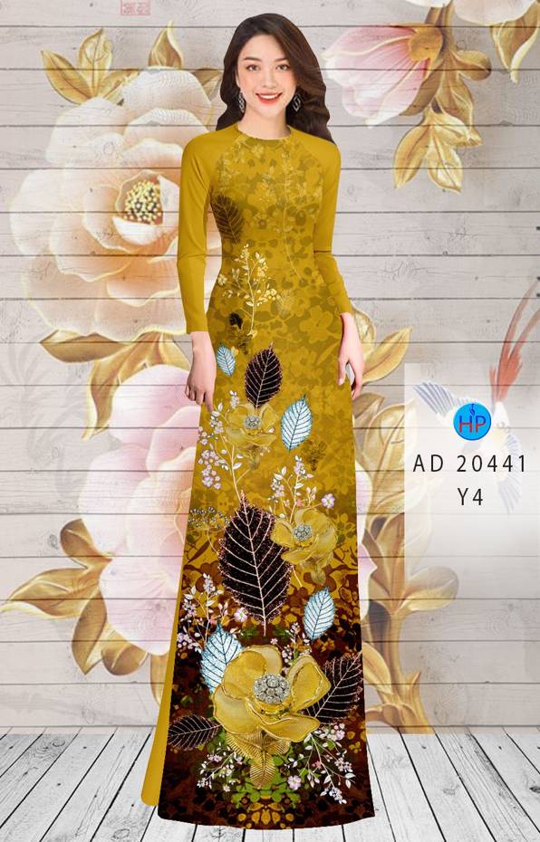 Vải Áo Dài Hoa In 3D thiết kế 2021 AD 20441