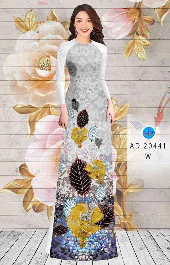 Vải Áo Dài Hoa In 3D thiết kế 2021 AD 20441