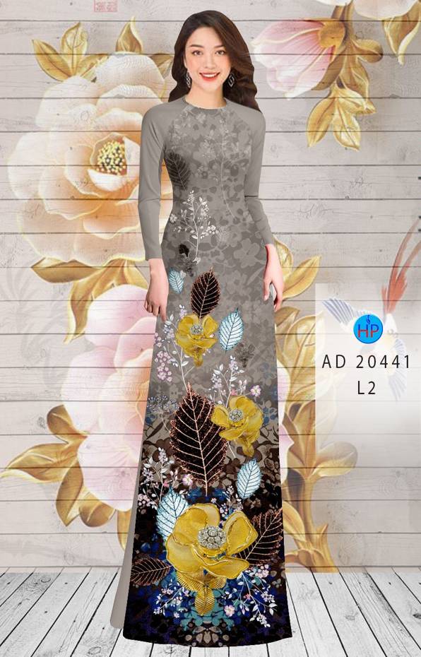 Vải Áo Dài Hoa In 3D thiết kế 2021 AD 20441