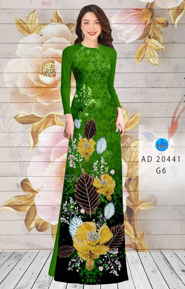Vải Áo Dài Hoa In 3D thiết kế 2021 AD 20441