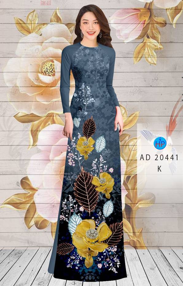 Vải Áo Dài Hoa In 3D thiết kế 2021 AD 20441