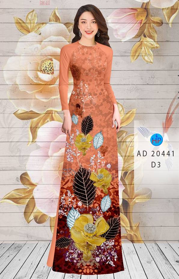Vải Áo Dài Hoa In 3D thiết kế 2021 AD 20441