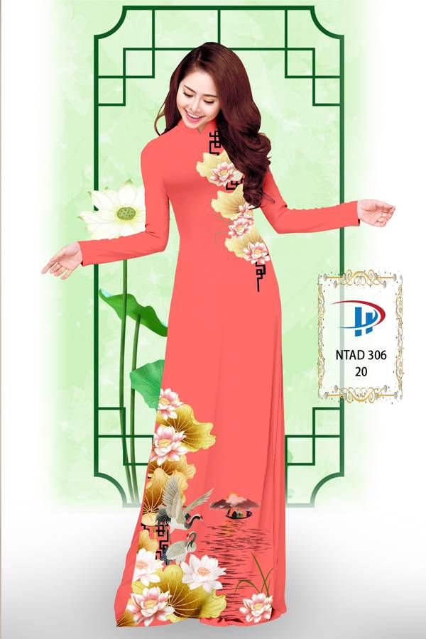 Vải Áo Dài Hoa Sen kiểu mới AD NTAD306 50 Vải Áo Dài Hoa Sen kiểu mới AD NTAD306