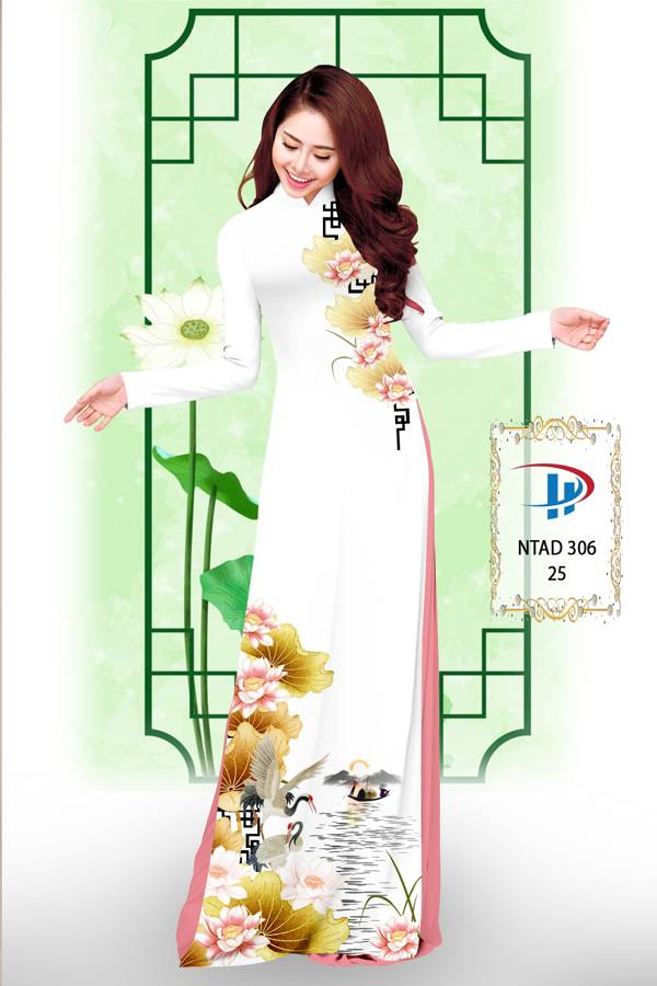 Vải Áo Dài Hoa Sen kiểu mới AD NTAD306 54 Vải Áo Dài Hoa Sen kiểu mới AD NTAD306