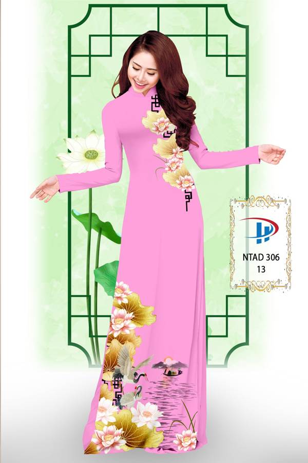Vải Áo Dài Hoa Sen kiểu mới AD NTAD306 64 Vải Áo Dài Hoa Sen kiểu mới AD NTAD306