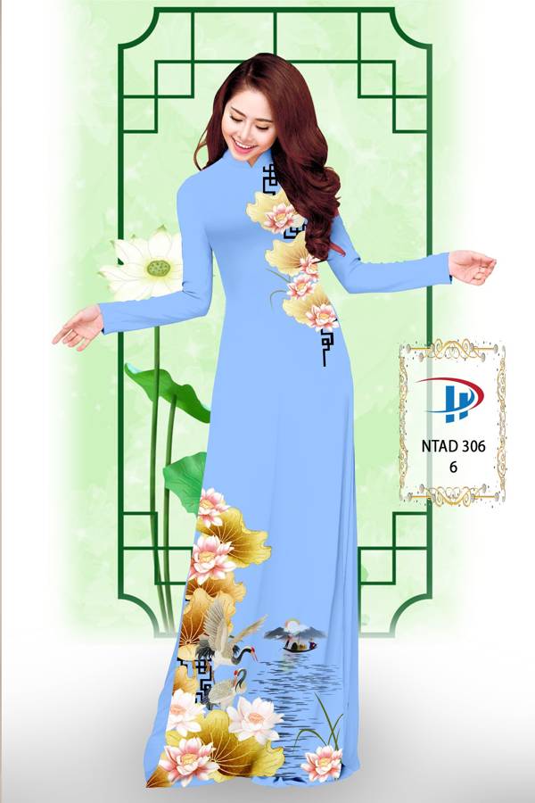 Vải Áo Dài Hoa Sen kiểu mới AD NTAD306 60 Vải Áo Dài Hoa Sen kiểu mới AD NTAD306