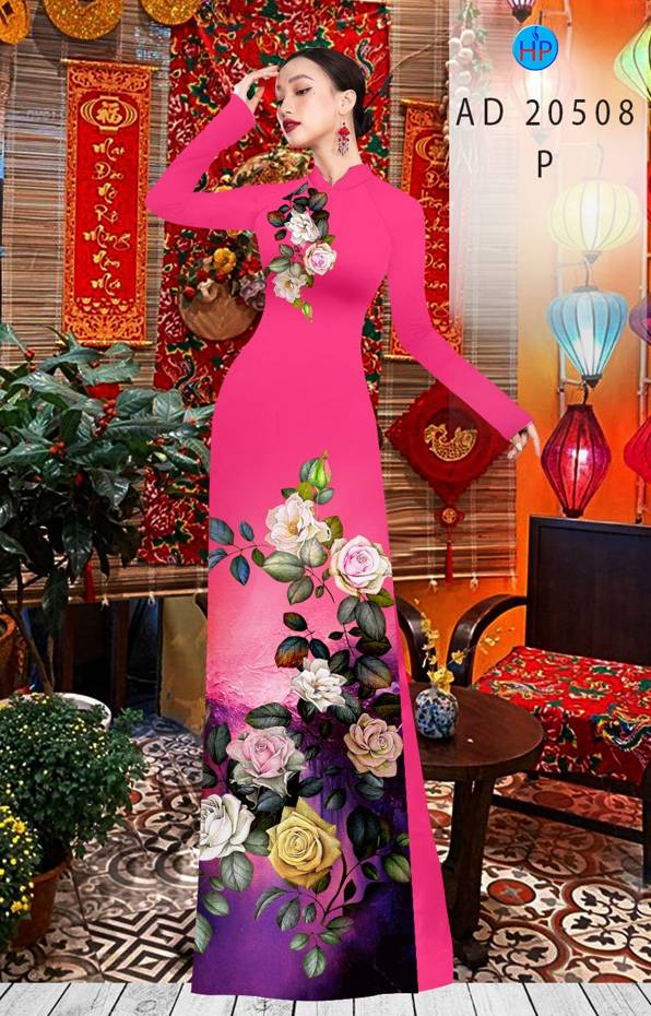 Vải Áo Dài Hoa Hồng thiết kế 2021 AD AD 20508 53 Vải Áo Dài Hoa Hồng thiết kế 2021 AD AD 20508
