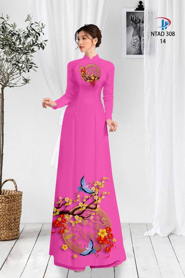 Vải Áo Dài Tết Hoa Mai Vàng mới ra AD NTAD308