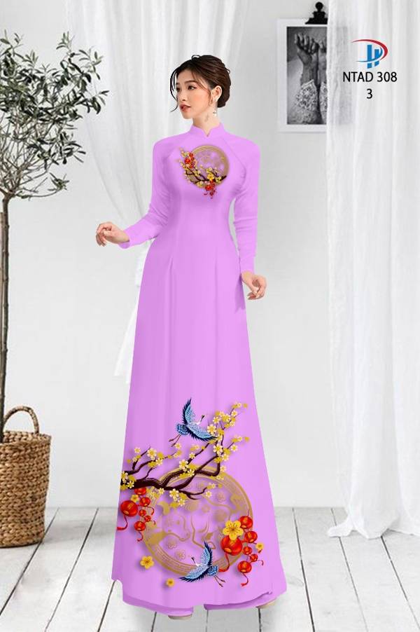 Vải Áo Dài Tết Hoa Mai Vàng mới ra AD NTAD308