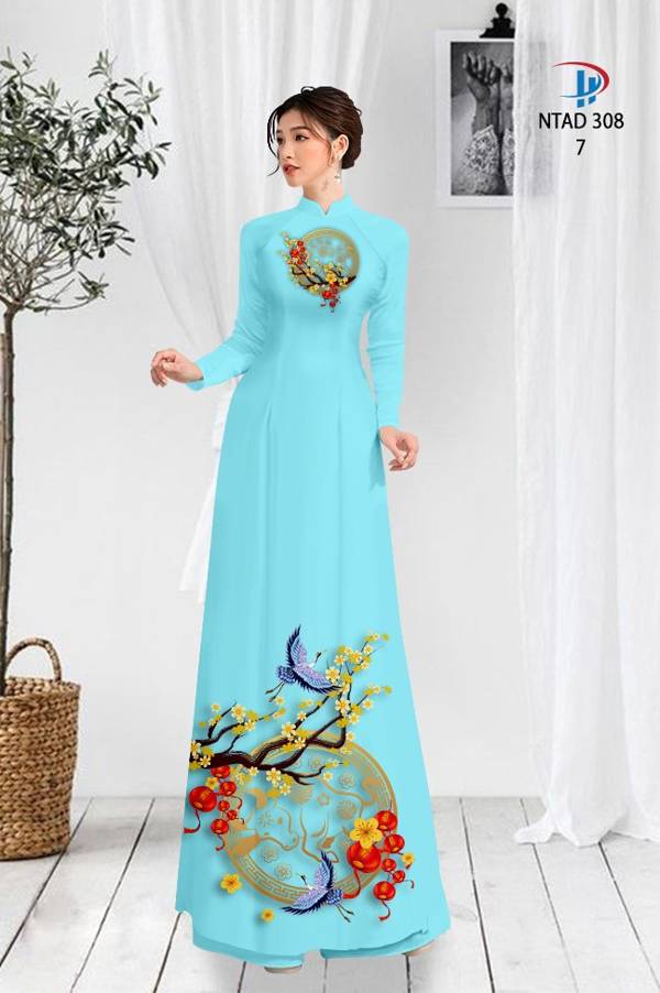 Vải Áo Dài Tết Hoa Mai Vàng mới ra AD NTAD308