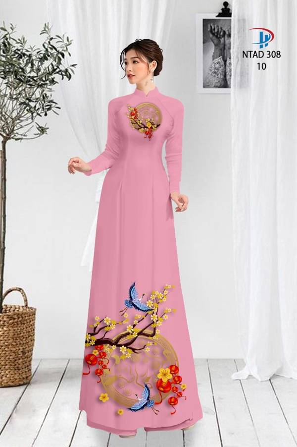 Vải Áo Dài Tết Hoa Mai Vàng mới ra AD NTAD308