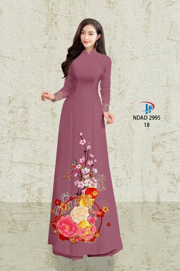 Vải Áo Dài Hoa Đào kiểu mới AD NDAD 2995