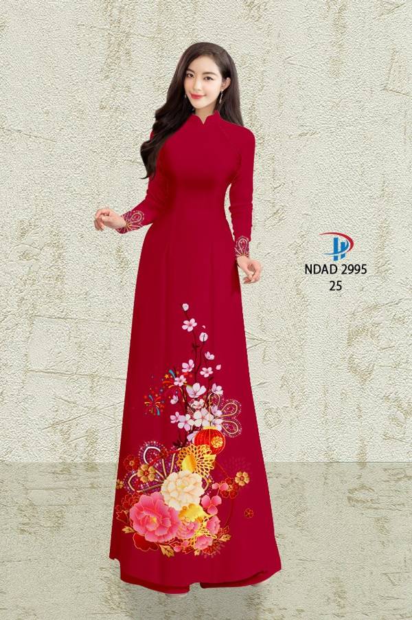 Vải Áo Dài Hoa Đào kiểu mới AD NDAD 2995