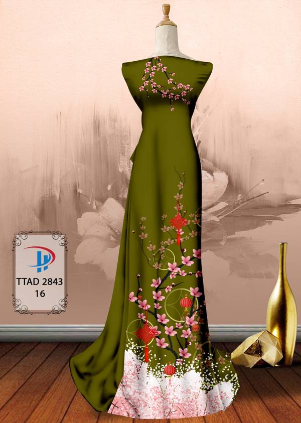 Vải Áo Dài Hoa Đào thiết kế 2021 AD TTAD2843