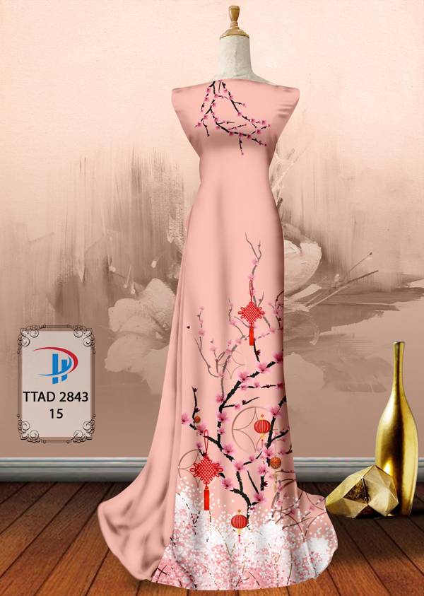 Vải Áo Dài Hoa Đào thiết kế 2021 AD TTAD2843