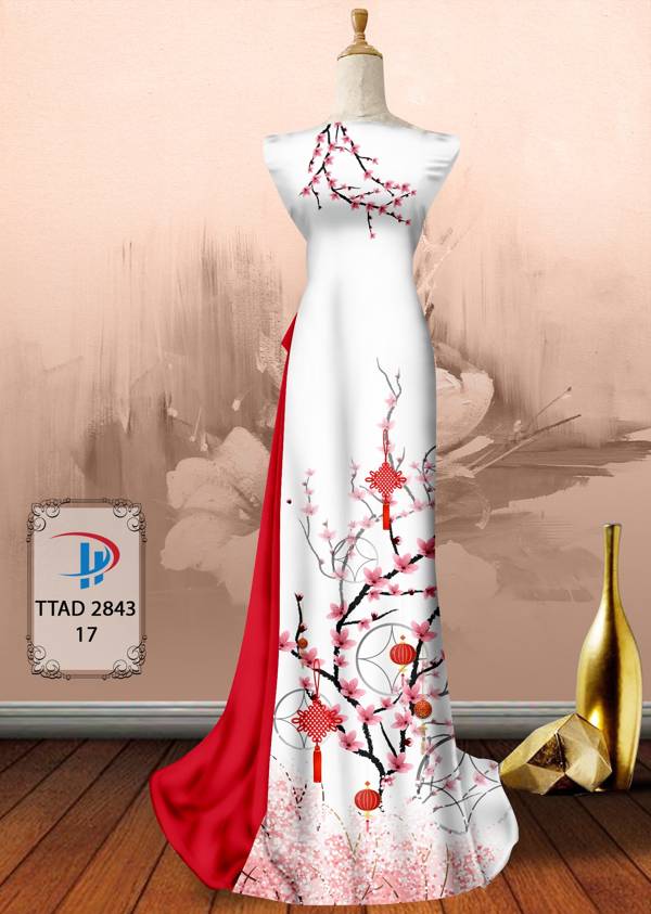 Vải Áo Dài Hoa Đào thiết kế 2021 AD TTAD2843
