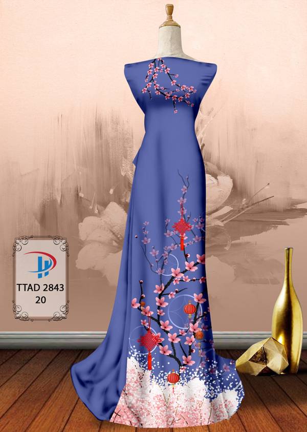 Vải Áo Dài Hoa Đào thiết kế 2021 AD TTAD2843