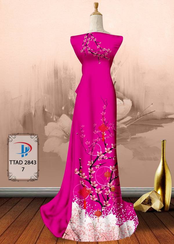 Vải Áo Dài Hoa Đào thiết kế 2021 AD TTAD2843