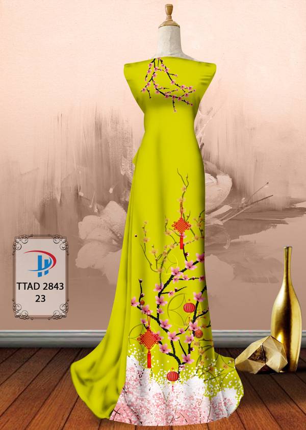 Vải Áo Dài Hoa Đào thiết kế 2021 AD TTAD2843