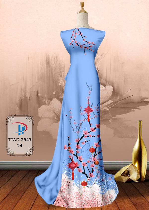 Vải Áo Dài Hoa Đào thiết kế 2021 AD TTAD2843