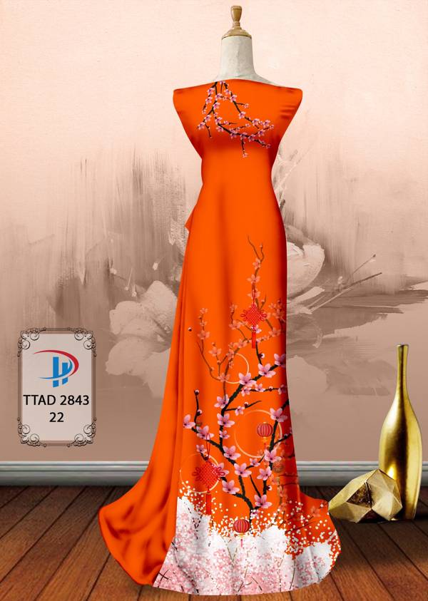 Vải Áo Dài Hoa Đào thiết kế 2021 AD TTAD2843