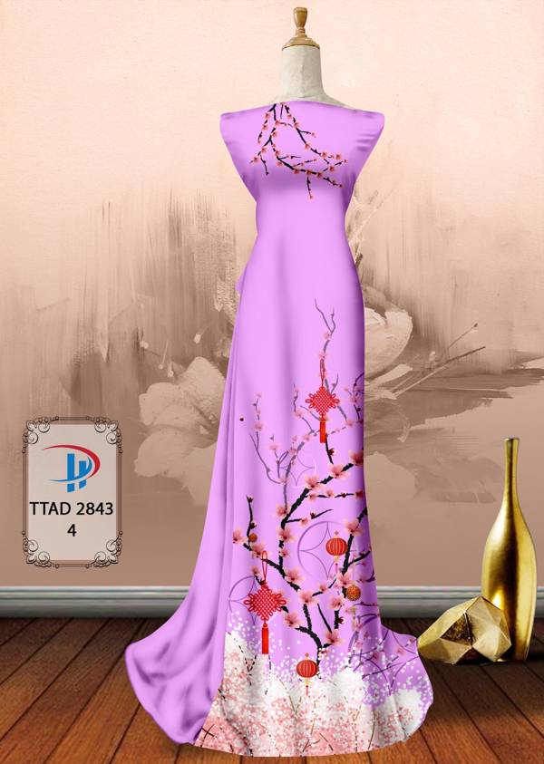 Vải Áo Dài Hoa Đào thiết kế 2021 AD TTAD2843