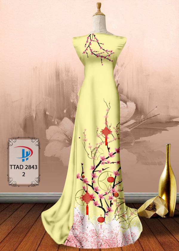 Vải Áo Dài Hoa Đào thiết kế 2021 AD TTAD2843