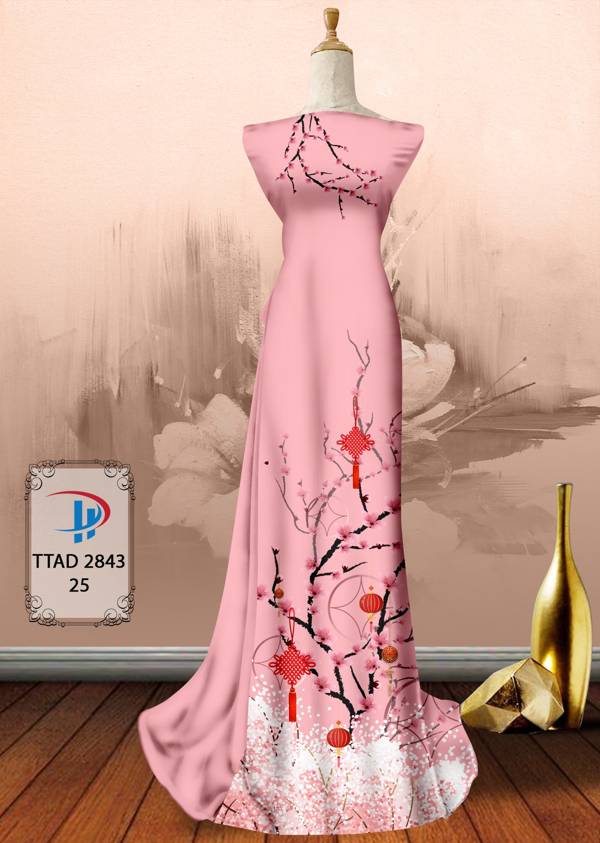 Vải Áo Dài Hoa Đào thiết kế 2021 AD TTAD2843