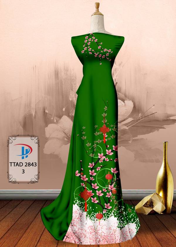 Vải Áo Dài Hoa Đào thiết kế 2021 AD TTAD2843