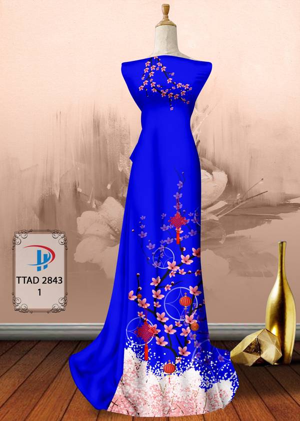 Vải Áo Dài Hoa Đào thiết kế 2021 AD TTAD2843