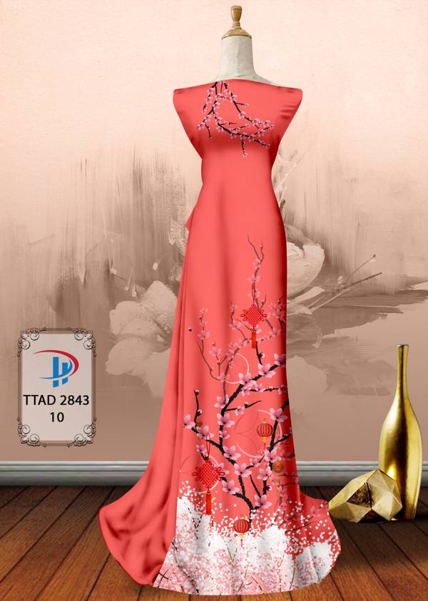 Vải Áo Dài Hoa Đào thiết kế 2021 AD TTAD2843