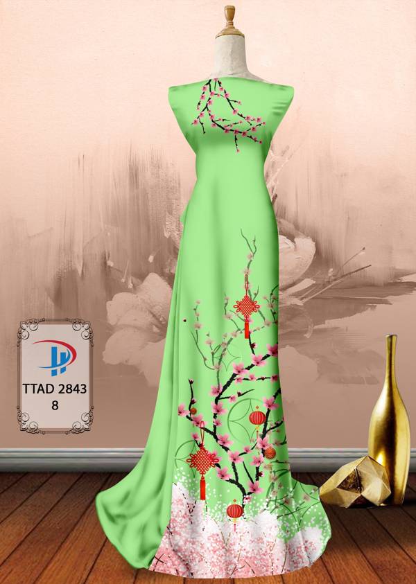 Vải Áo Dài Hoa Đào thiết kế 2021 AD TTAD2843