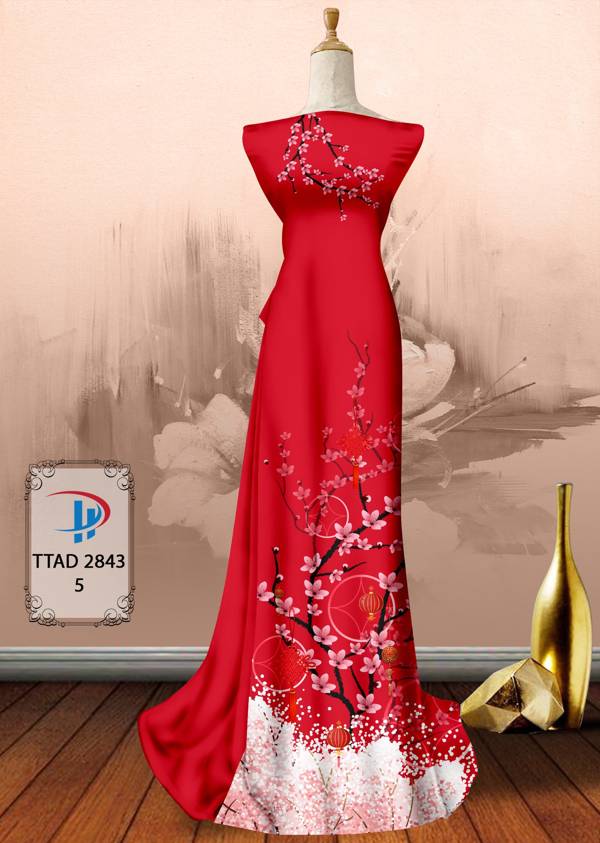 Vải Áo Dài Hoa Đào thiết kế 2021 AD TTAD2843