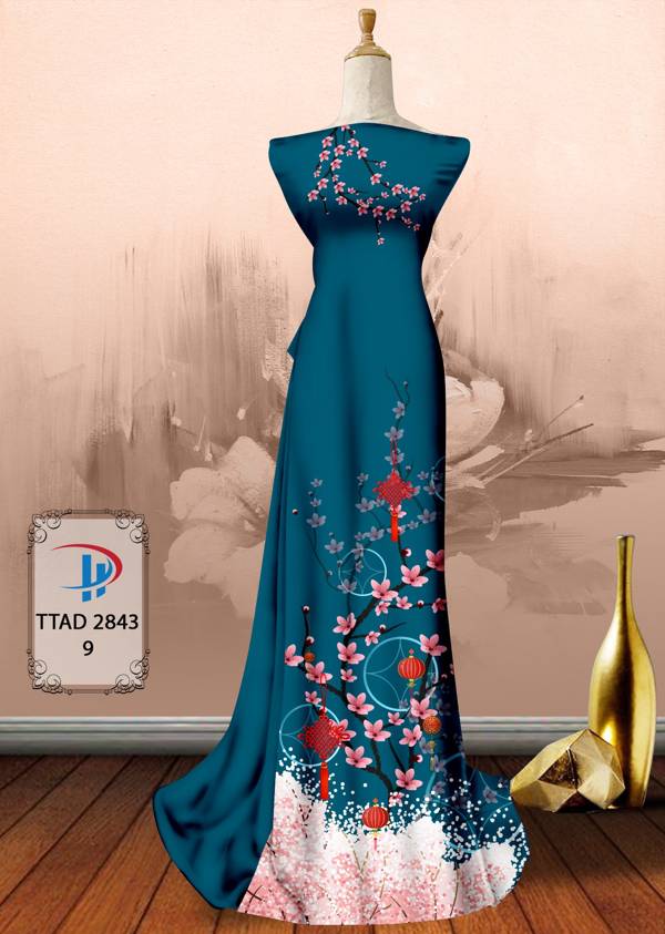 Vải Áo Dài Hoa Đào thiết kế 2021 AD TTAD2843