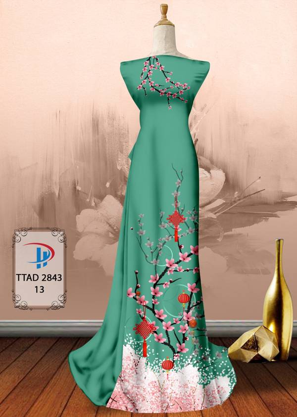 Vải Áo Dài Hoa Đào thiết kế 2021 AD TTAD2843