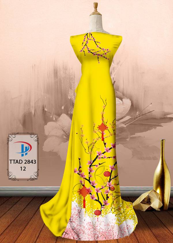 Vải Áo Dài Hoa Đào thiết kế 2021 AD TTAD2843