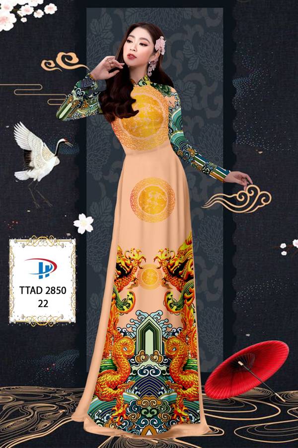 Vải Áo Dài Con Rồng kiểu mới AD TTAD2850