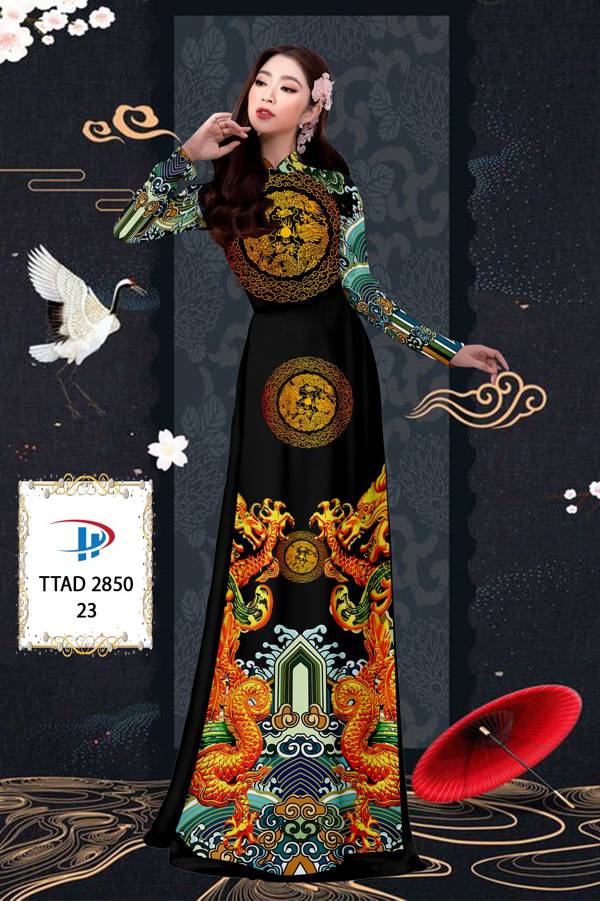 Vải Áo Dài Con Rồng kiểu mới AD TTAD2850