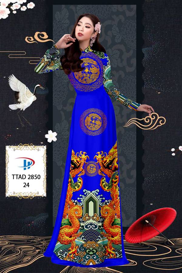 Vải Áo Dài Con Rồng kiểu mới AD TTAD2850