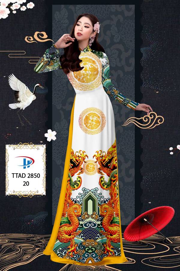 Vải Áo Dài Con Rồng kiểu mới AD TTAD2850