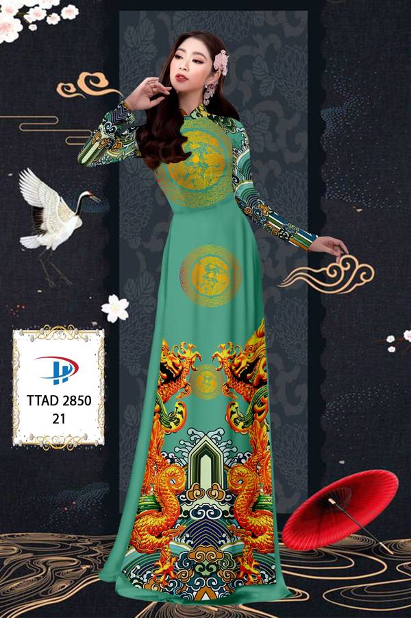 Vải Áo Dài Con Rồng kiểu mới AD TTAD2850
