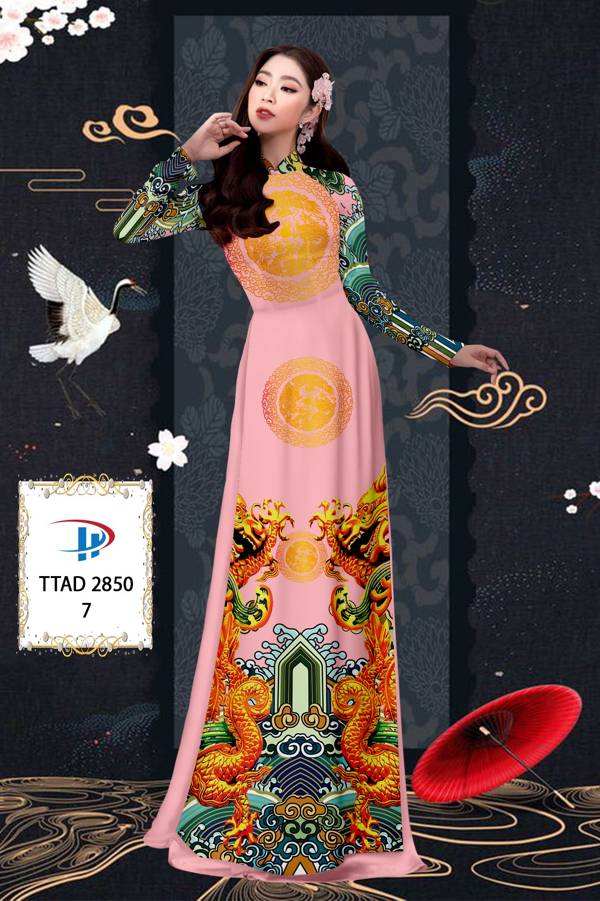 Vải Áo Dài Con Rồng kiểu mới AD TTAD2850