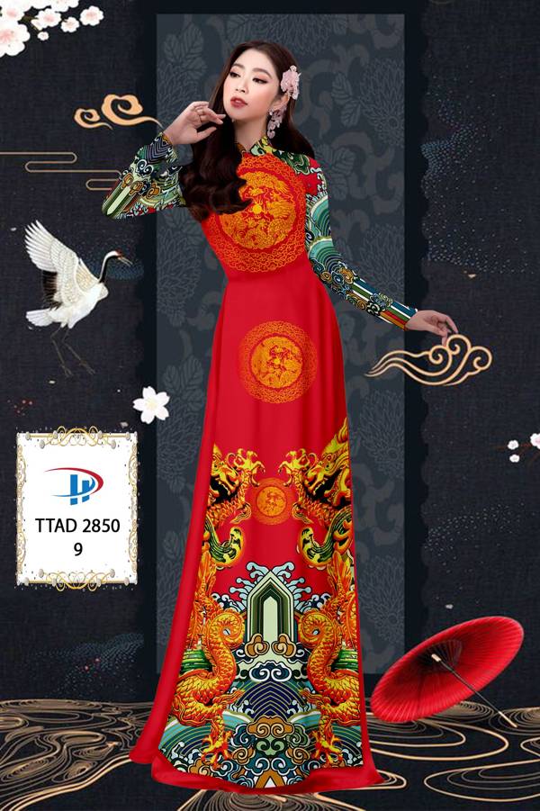 Vải Áo Dài Con Rồng kiểu mới AD TTAD2850