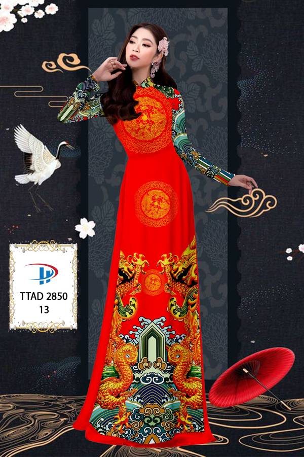 Vải Áo Dài Con Rồng kiểu mới AD TTAD2850