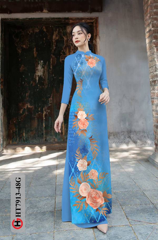 Vải Áo Dài Hoa Hồng kiểu mới AD HT7913 31 Vải Áo Dài Hoa Hồng kiểu mới AD HT7913