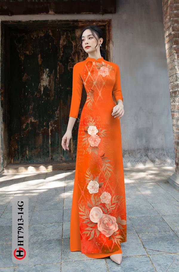 Vải Áo Dài Hoa Hồng kiểu mới AD HT7913 37 Vải Áo Dài Hoa Hồng kiểu mới AD HT7913