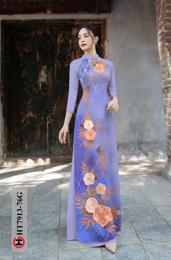 Vải Áo Dài Hoa Hồng kiểu mới AD HT7913 36 Vải Áo Dài Hoa Hồng kiểu mới AD HT7913